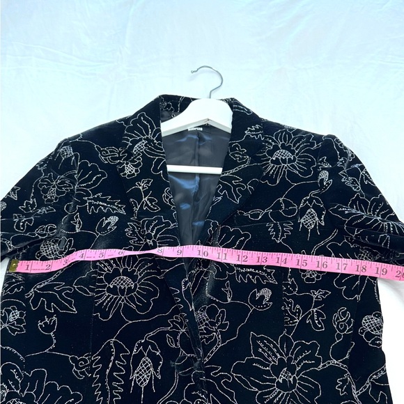The Kooples women’s glitter flower printed black velvet blazer jacket size 38
